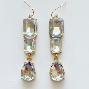 Gold Tone Crystal Dangle Drop Earrings